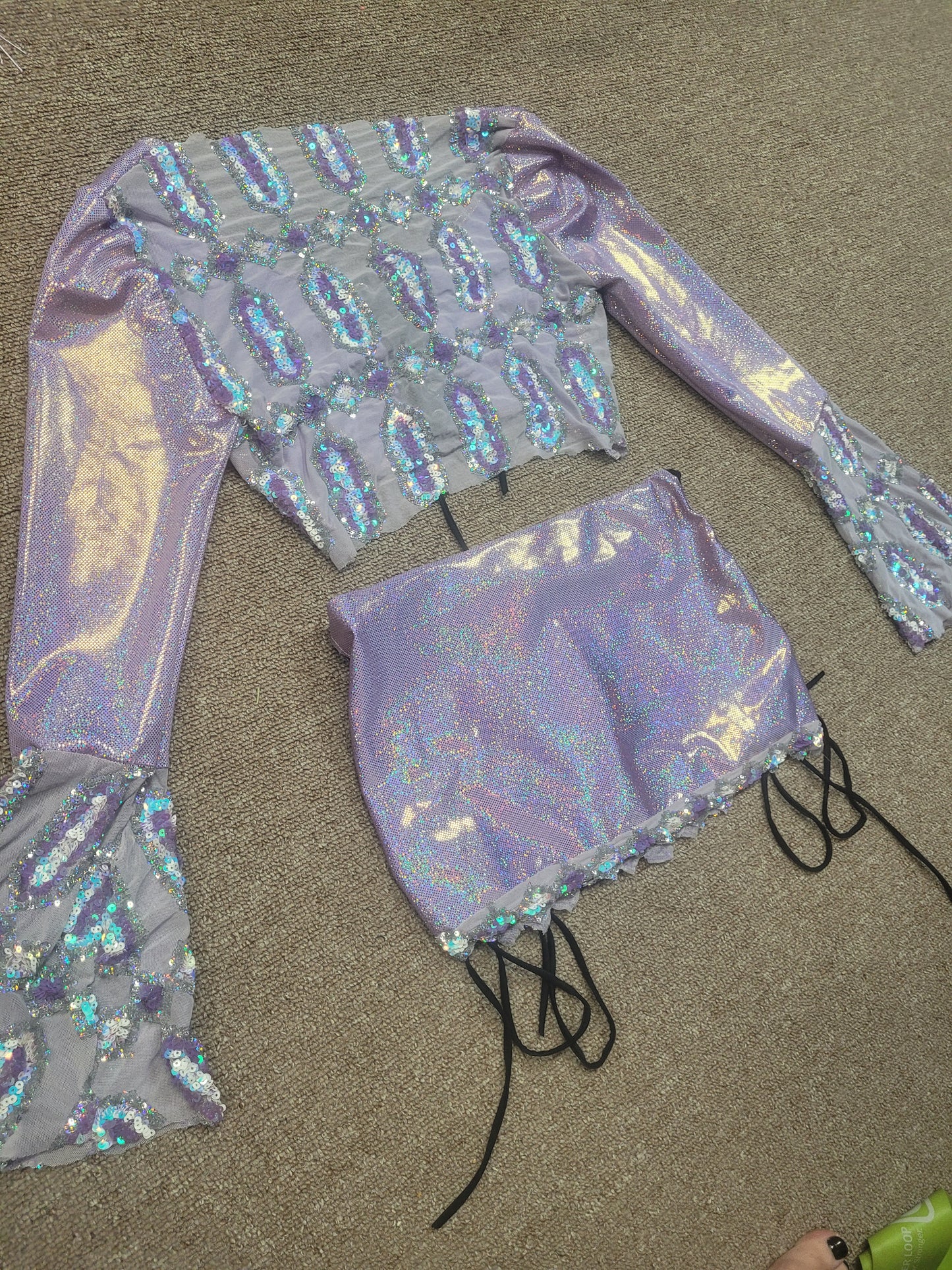 Lilac Holographic Skirt Set