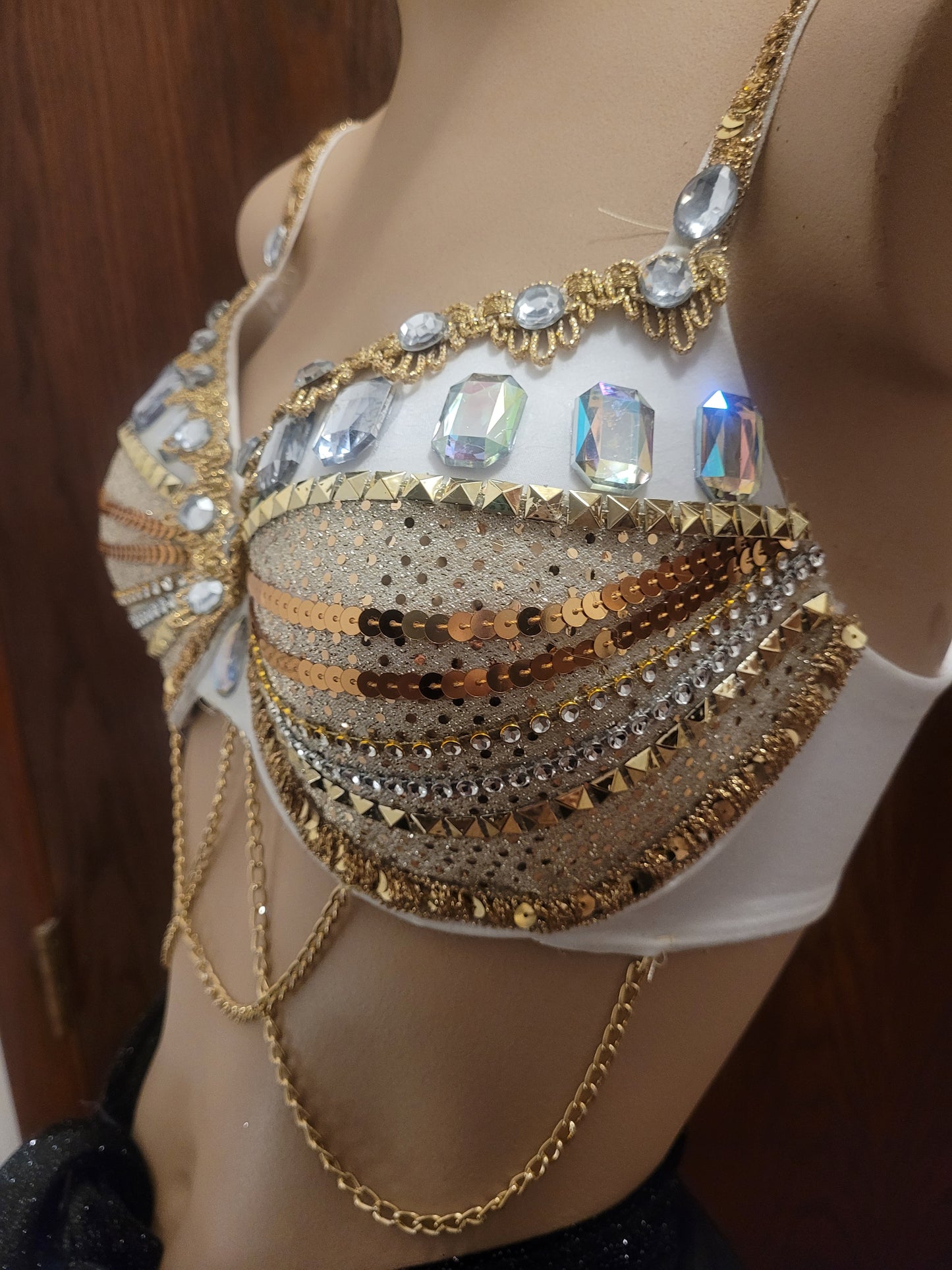 Harmony Gold and White Rave Bra