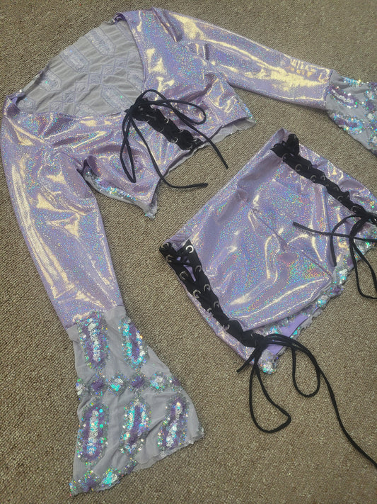 Lilac Holographic Skirt Set