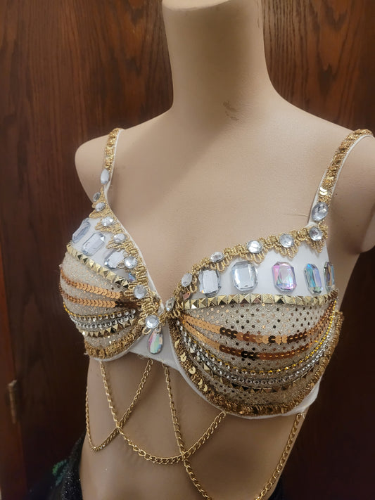 Harmony Gold and White Rave Bra