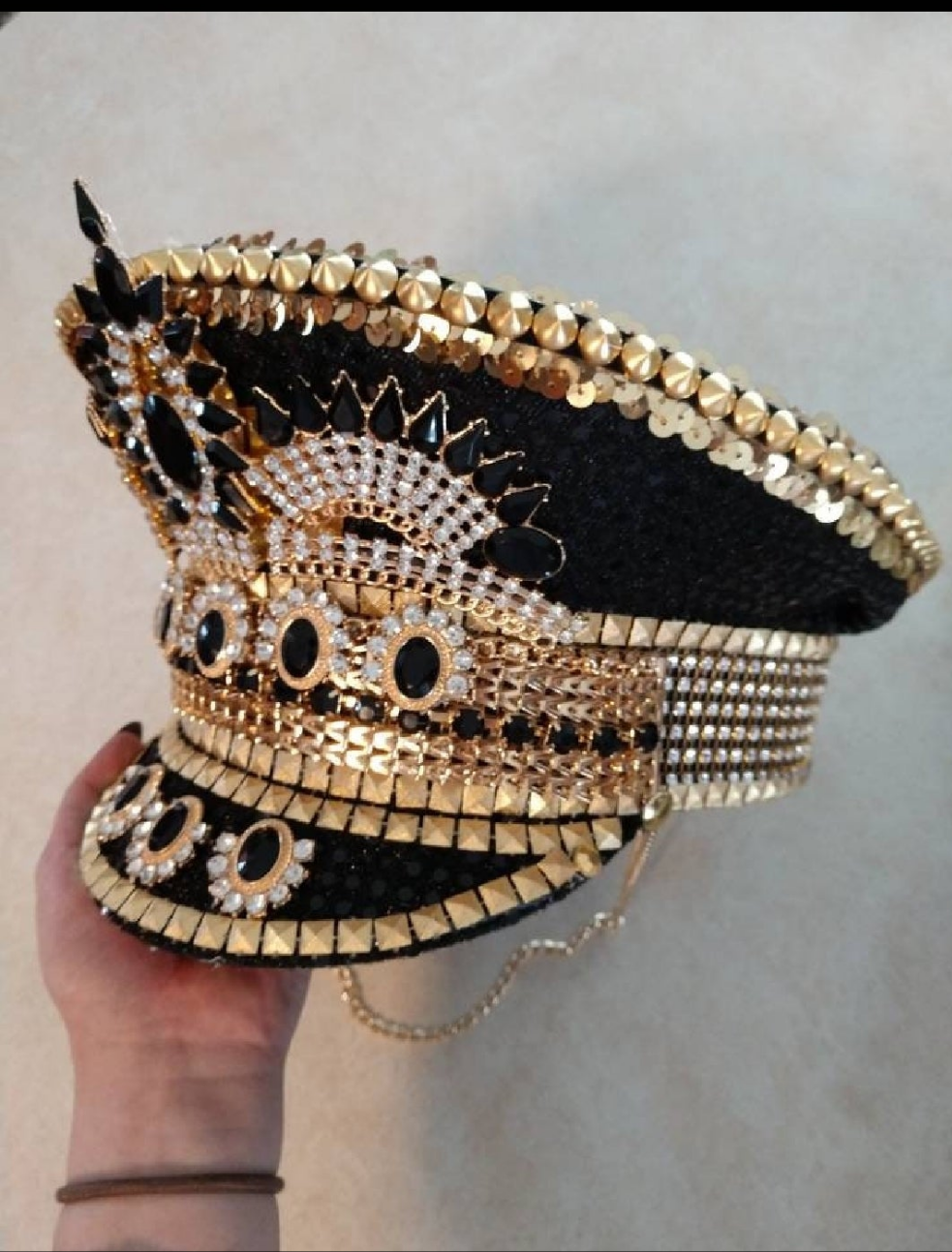 Black and Gold Captain Hat